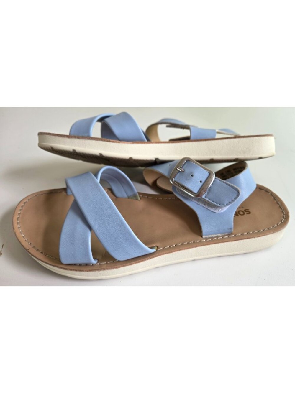 Girl's Strappy Sandals Light Blue Adjustable Strap Cushioned Sole Sonoma Size 2M - Picture 3 of 9
